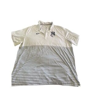Nike‎ New York Yankees MLB Dri-FIT Polo Shirt Men's Size 3XL White Gray Stripes